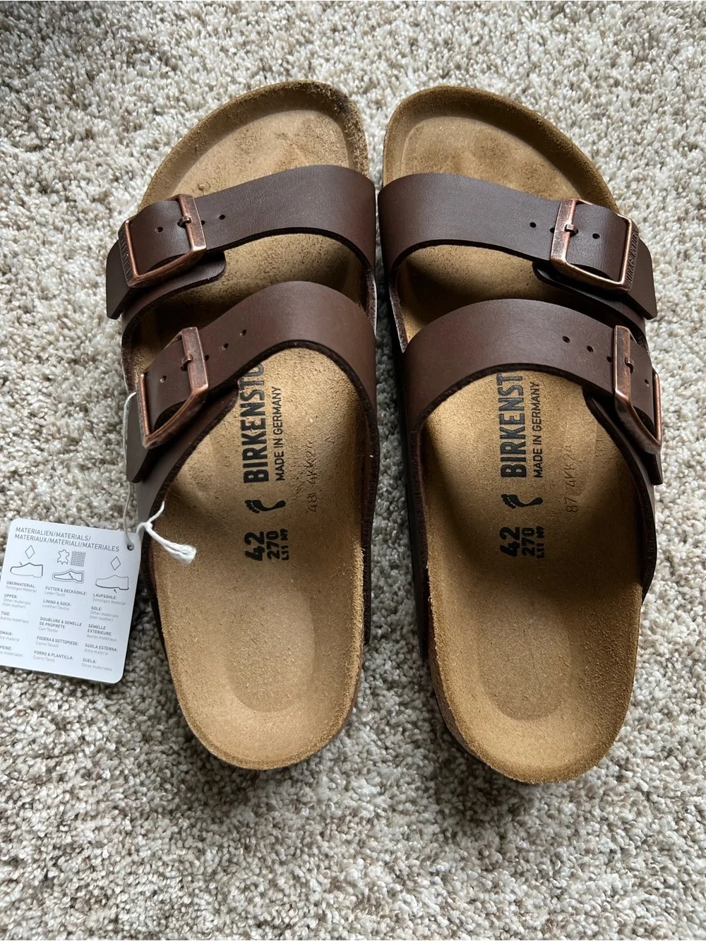 Birkenstock Men’s Two-Strap Buckle Sandals in Dark Brown